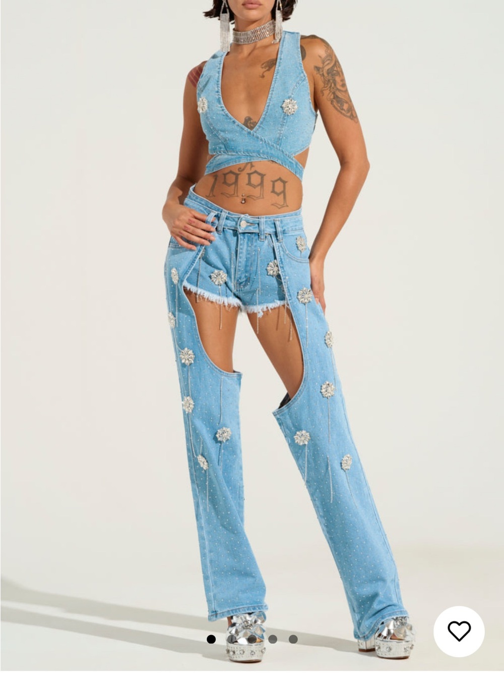 DIVALICIOUS DENIM CHAPS SET - XL